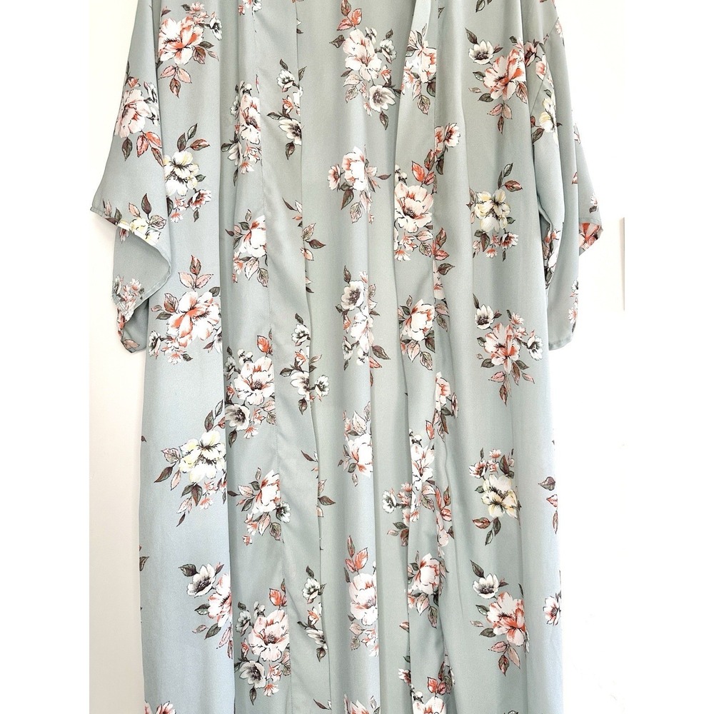 Penelope Project‎ Floral Kimono Cardigan Sage Green Size M Boho Cover Up Cottage - Picture 11 of 15